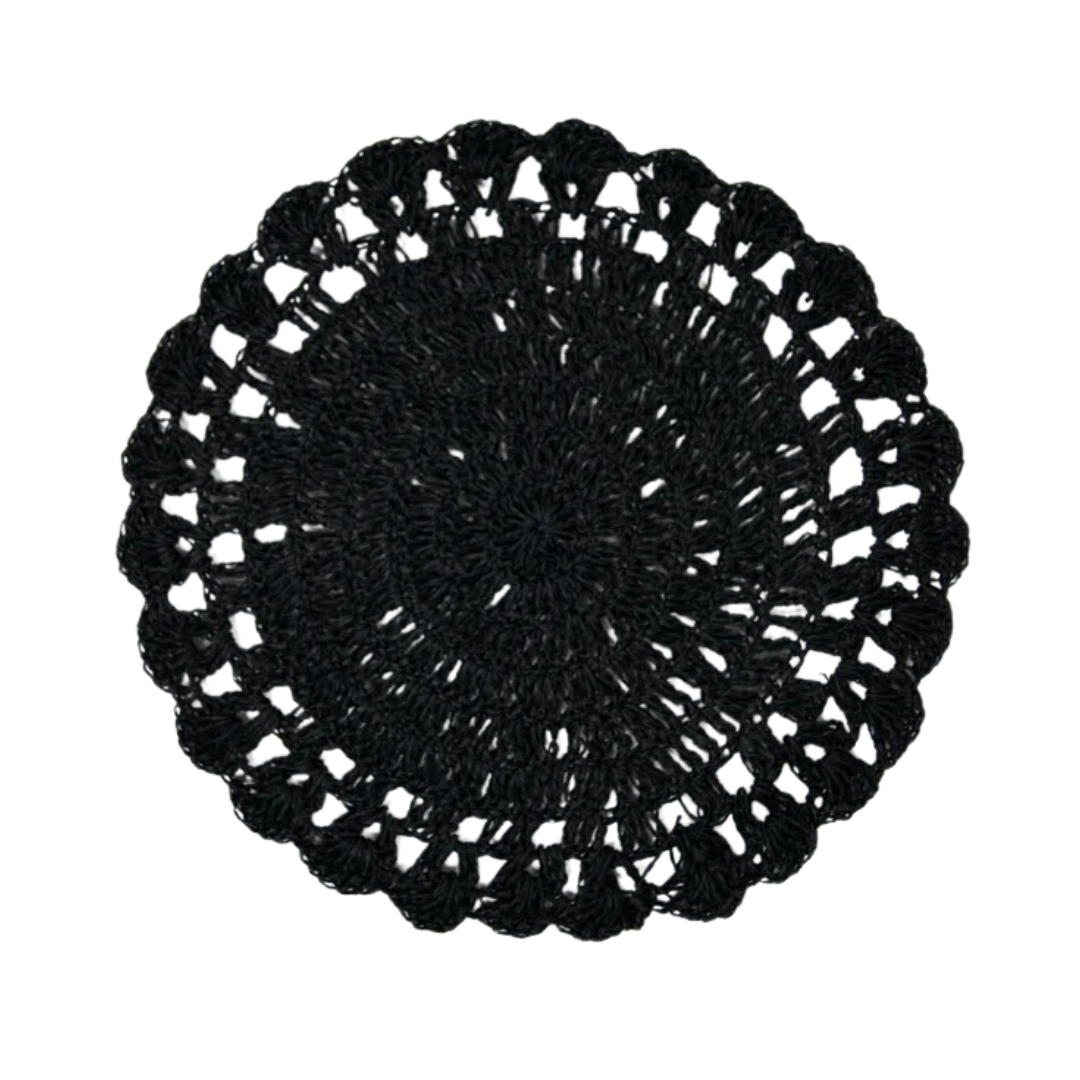 2 Sets de Table Raphia Noir