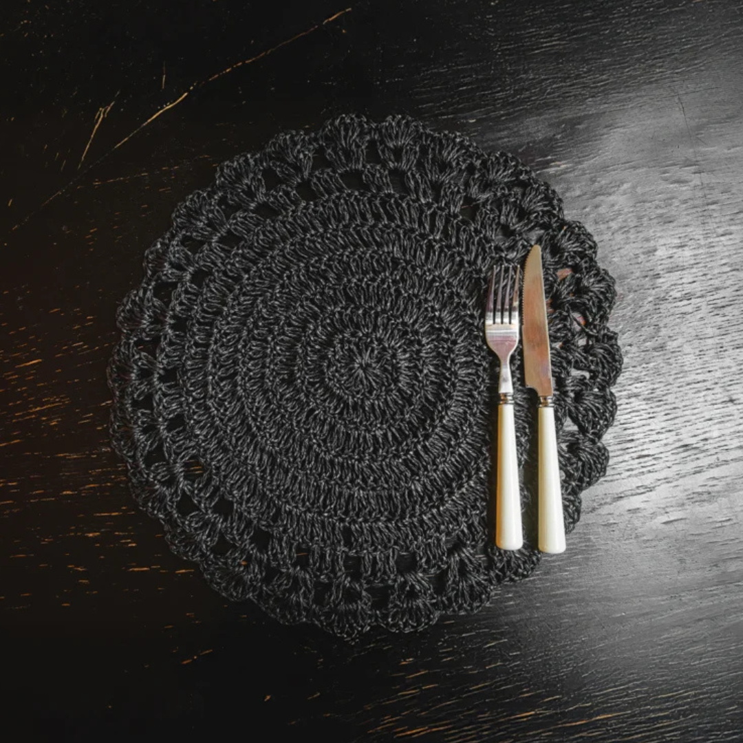 2 Sets de Table Raphia Noir