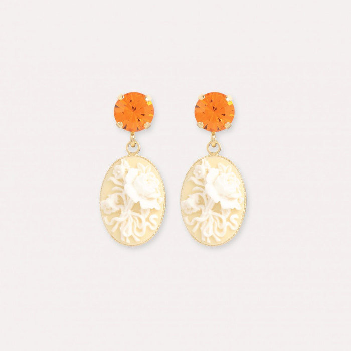 Boucles Camée Ivoire Orange