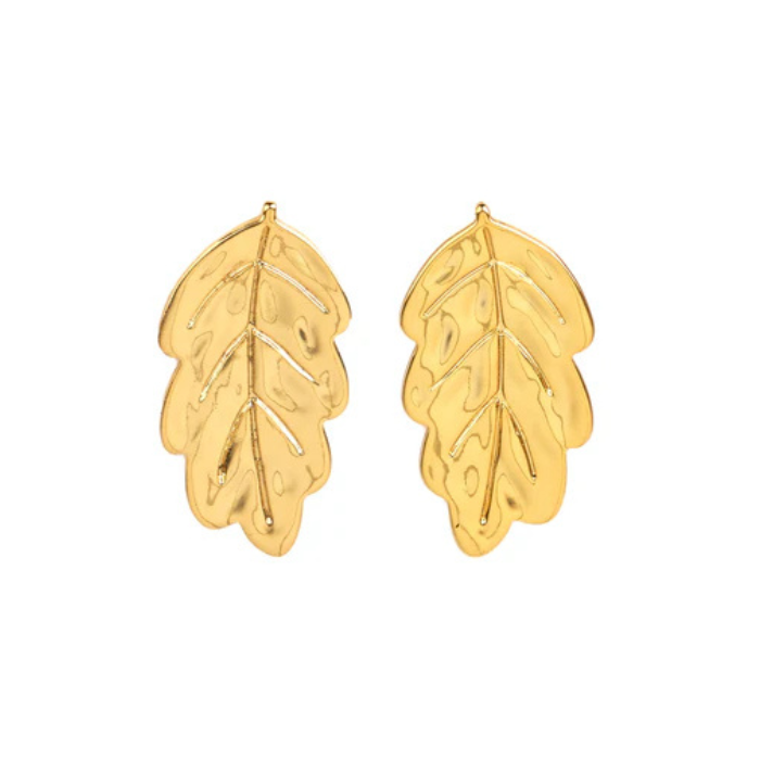 Boucles d'Oreilles Feuille Gold