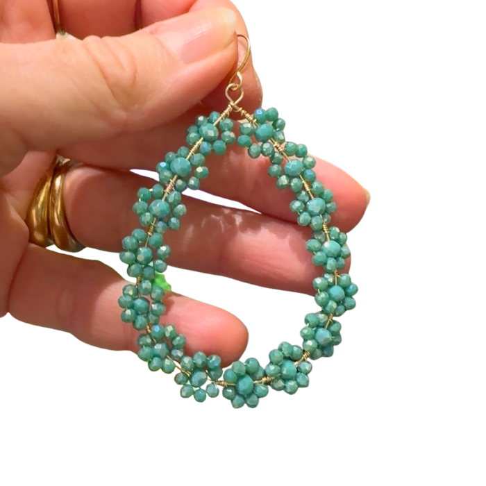 Boucles d'oreilles Fleurs Verte