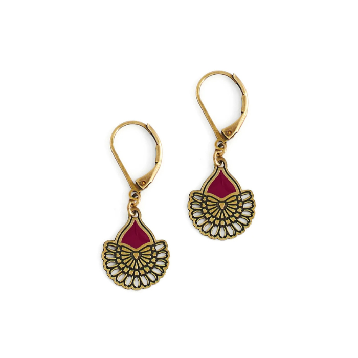 Boucles d'oreilles Ramure Bordeaux PM