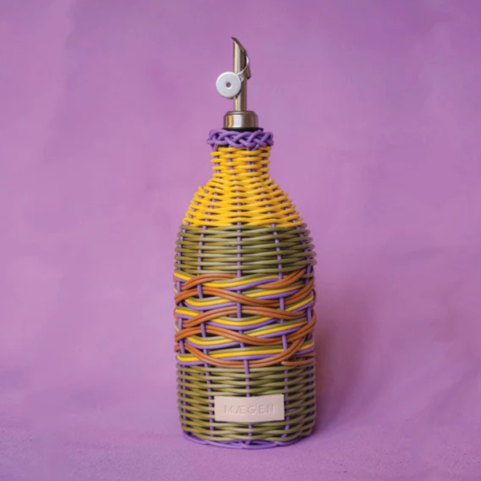 Bouteille à Huile Tressée Jaune