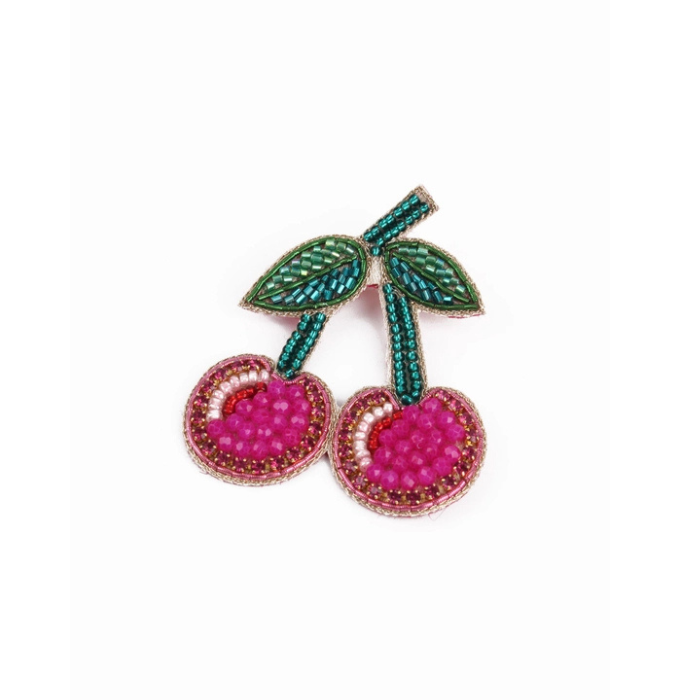 Broche Brodée Cerise