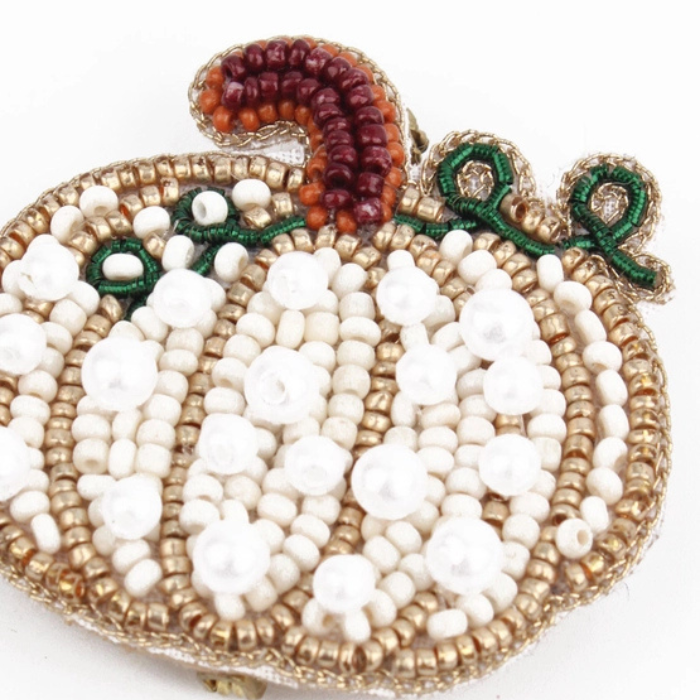 Broche Brodée Citrouille