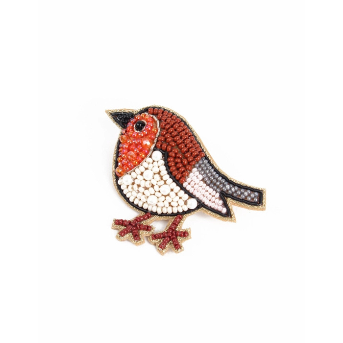Broche Brodée Rouge-Gorge