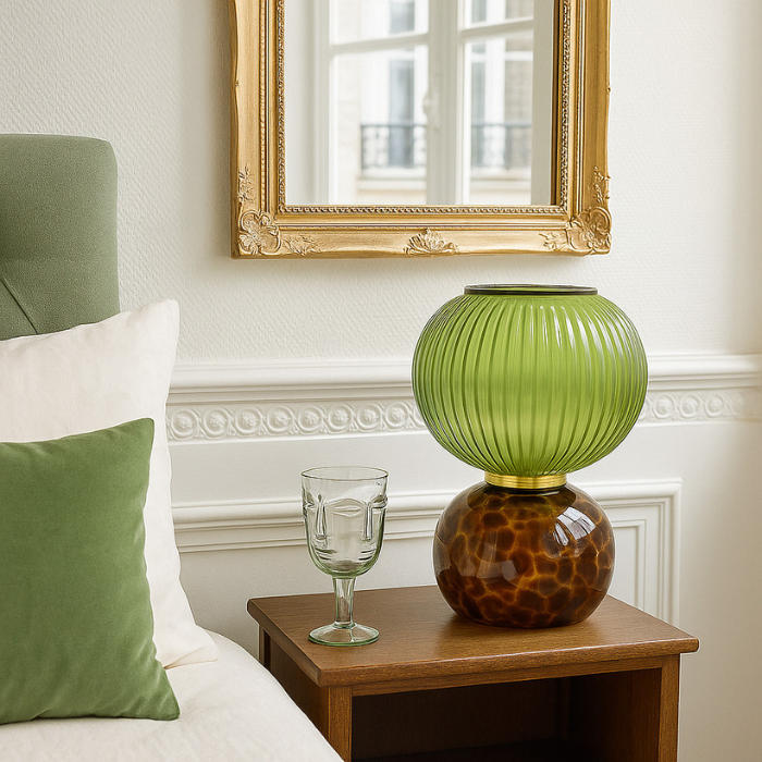 Lampe Boule Léopard & Verte