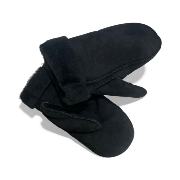 Moufles Cuir & Fourrure Noire