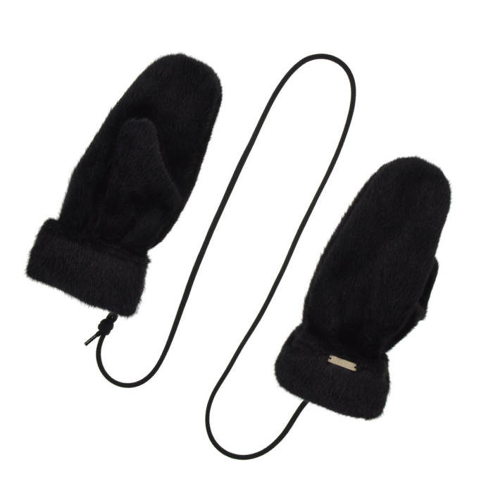 Moufles Fourrure Noire