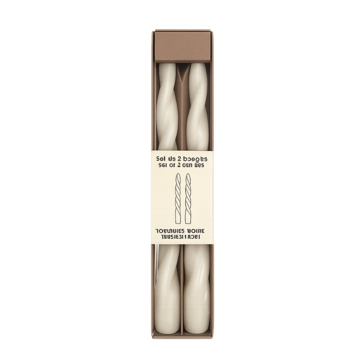 Set 2 Bougies Blanches Torsadées