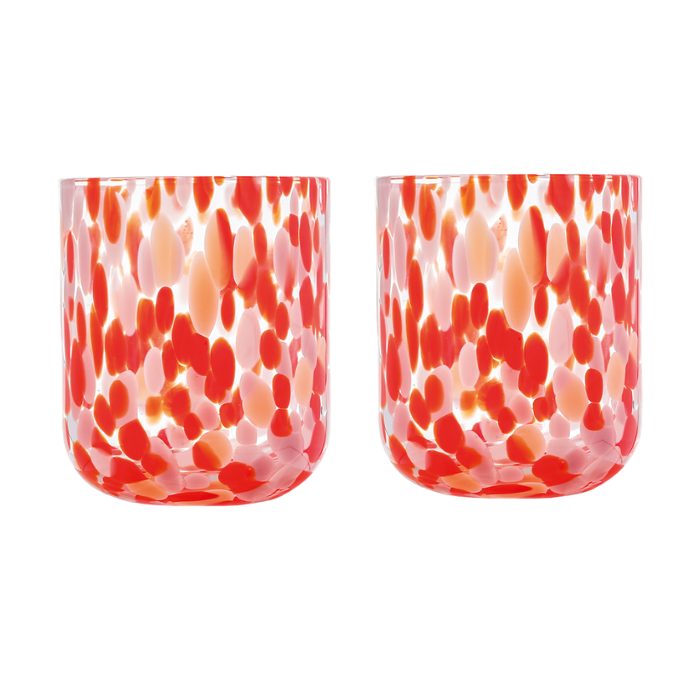 Set 2 Verres Moucheté Rouge