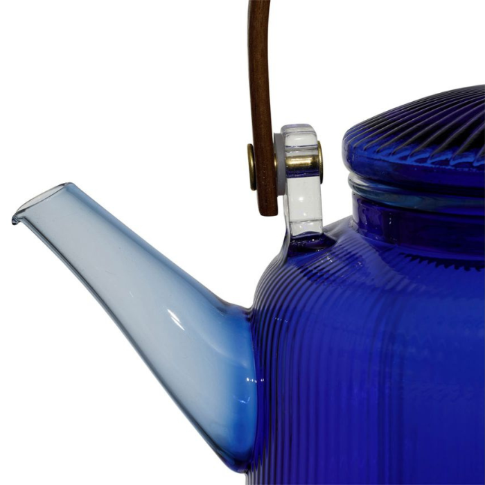 Théière Verre Stries Bleu