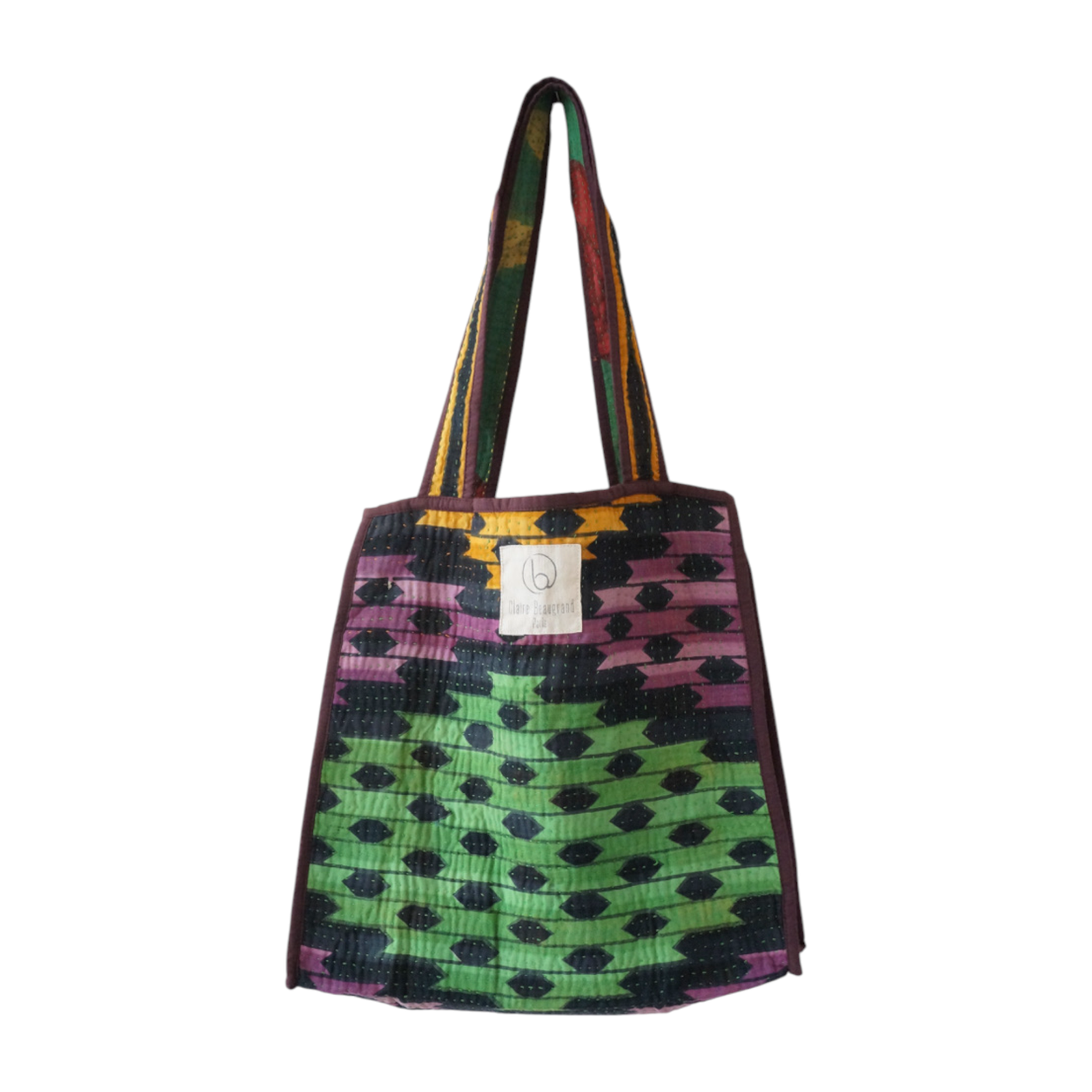 Tote Bag Kantha Vert & Parme