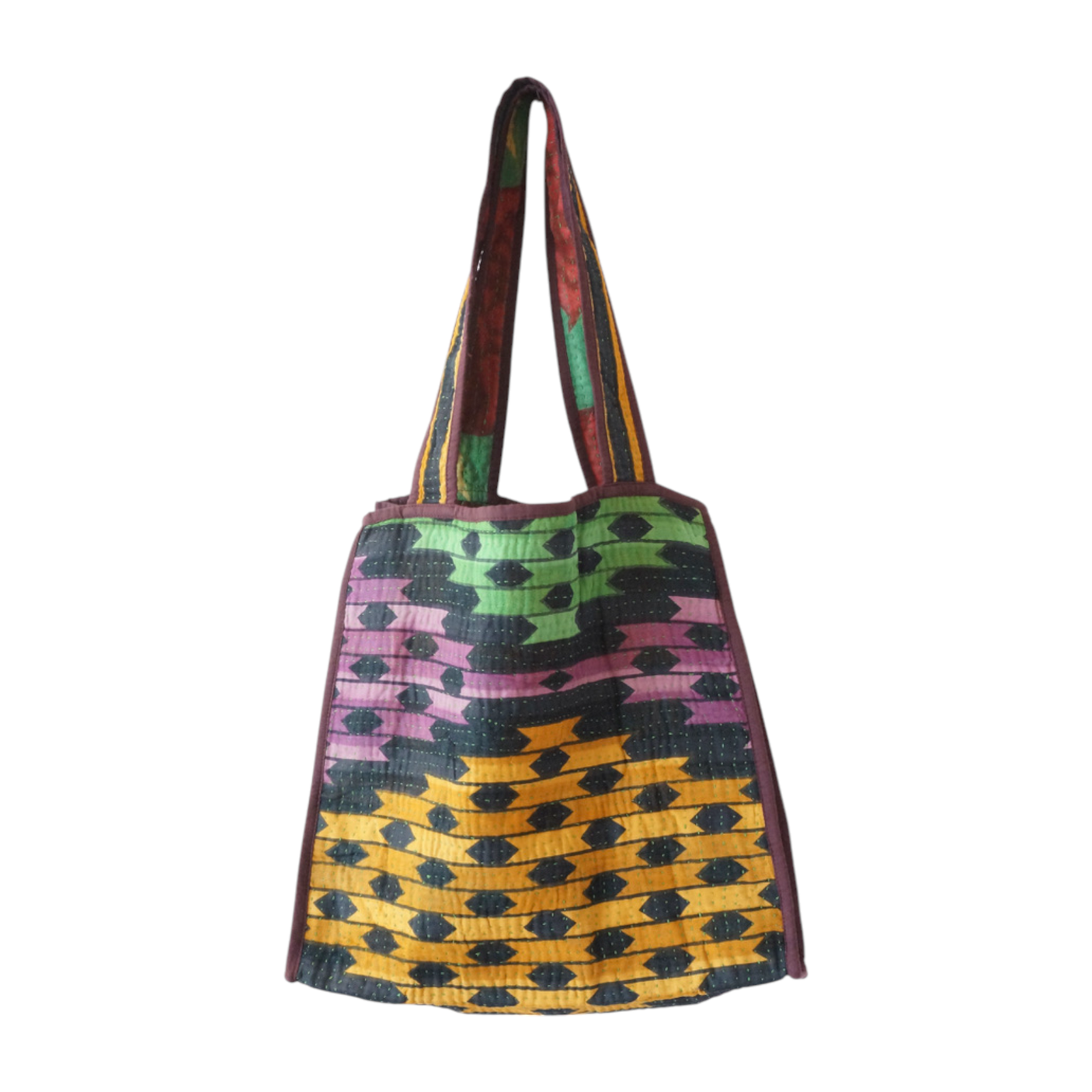 Tote Bag Kantha Vert & Parme