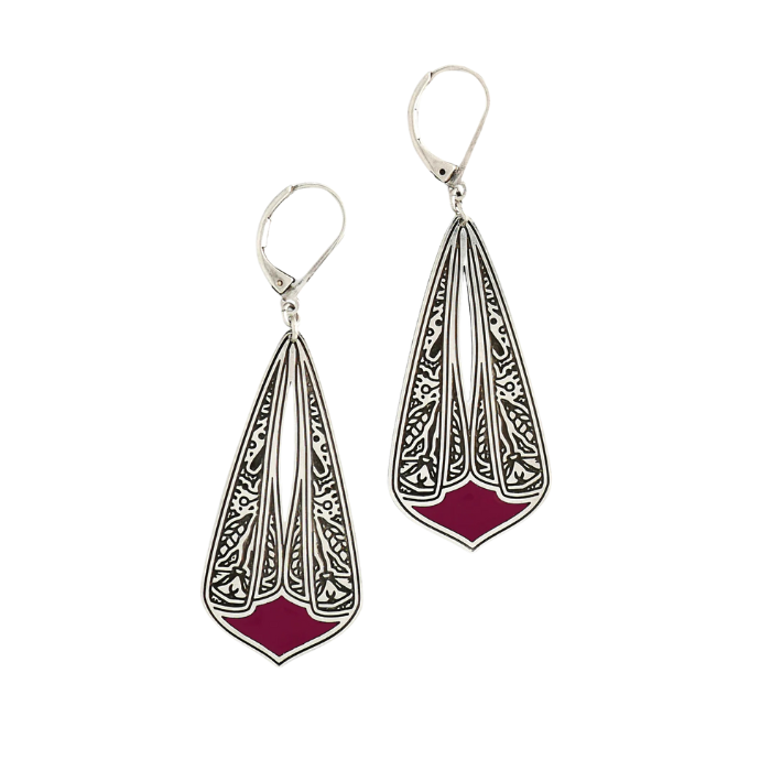 Boucles d'oreilles Phalène Bordeaux