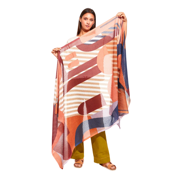 Foulard Carte Postale Brun