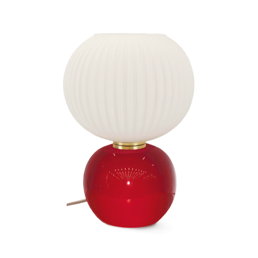 Lampe boule à poser rouge