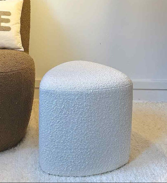 Pouf textile bouclettes craie