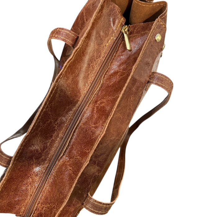 Sac Cuir Clouté Chocolat