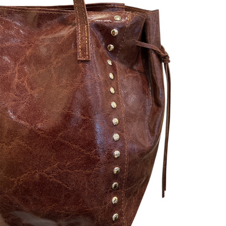 Sac Cuir Clouté Chocolat