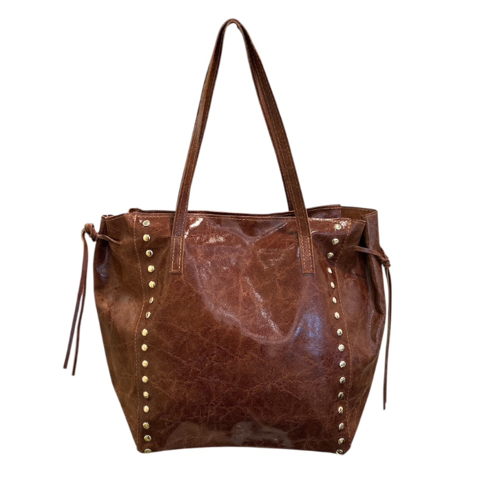 Sac Cuir Clouté Chocolat