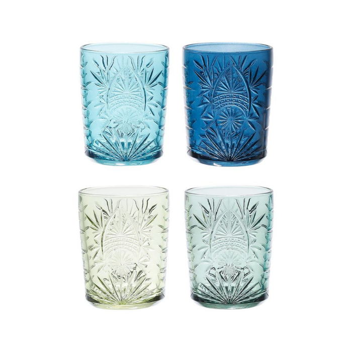 4 Verres gravés Bleu