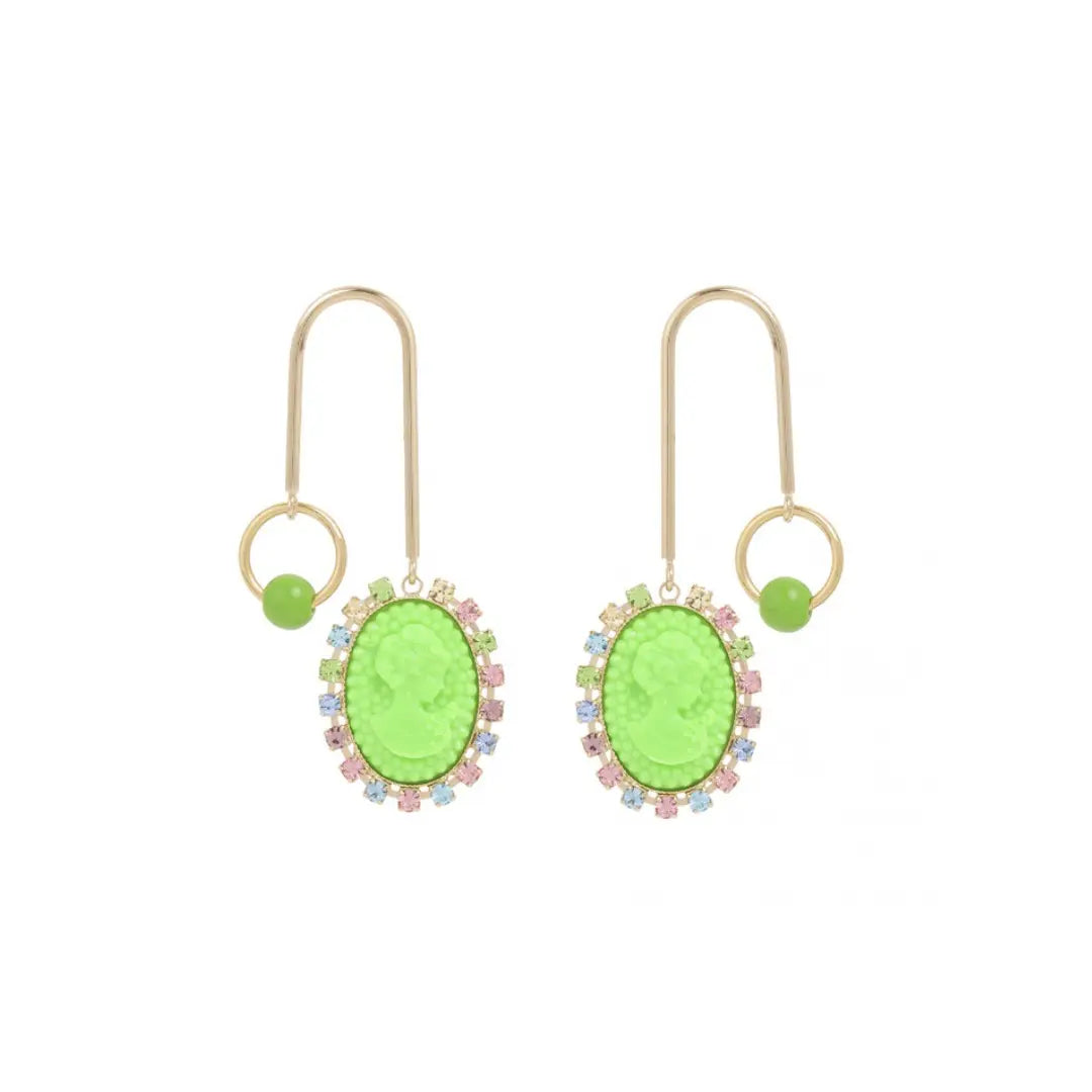 Green Pompadour Balancer Earrings