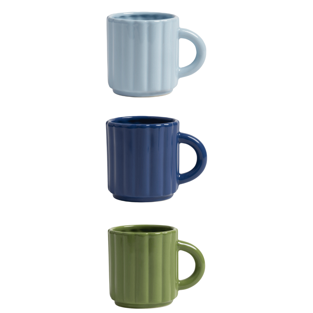 3 tasses ciel vert bleu