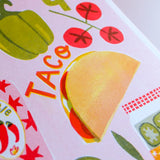 Affiche Taco Mexican Risograph