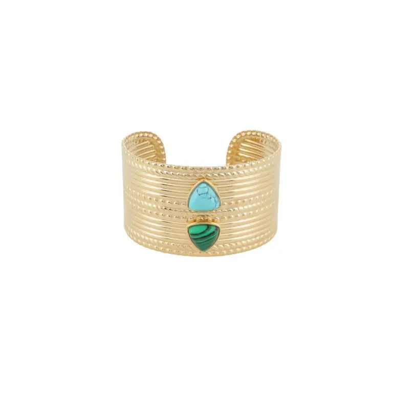 Green 2 Stone Cuff