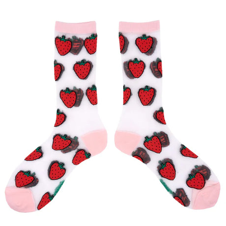 Transparent socks Strawberries
