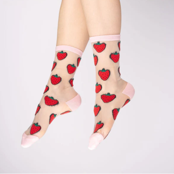 Transparent socks Strawberries