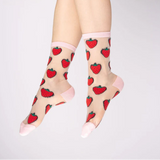Transparent socks Strawberries
