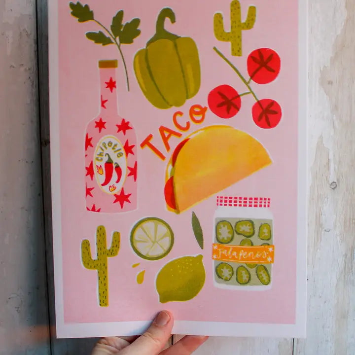 Affiche Taco Mexican Risograph