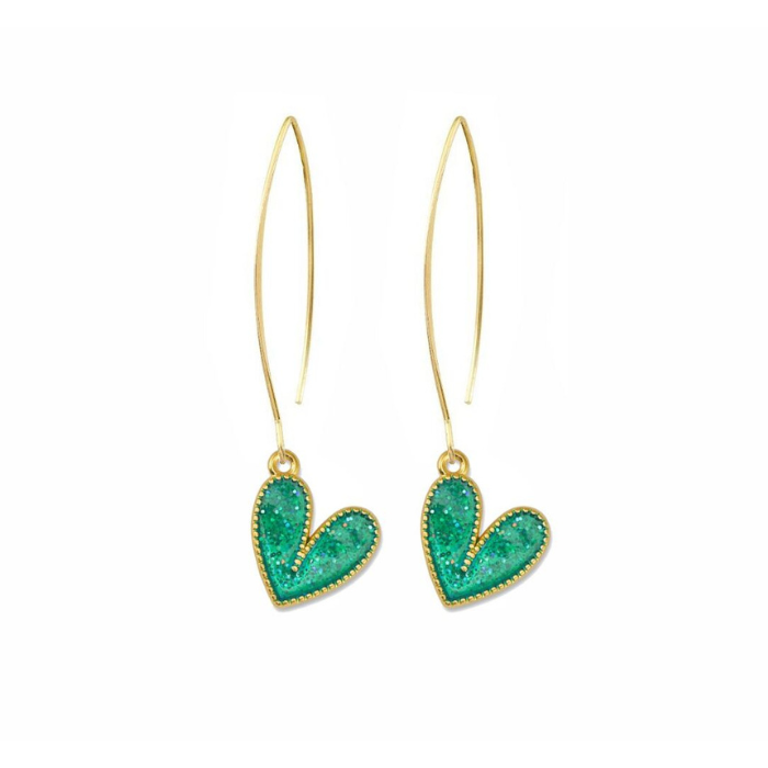 Boucles d'oreilles Coeur Vert