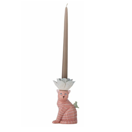 Bougeoir Grand Chat Rose