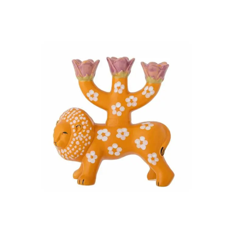 Orange Lion Candle Holder