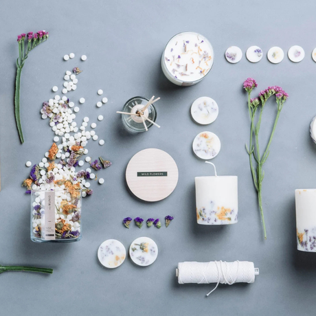 Bougie Pilier Fleurs Sauvages