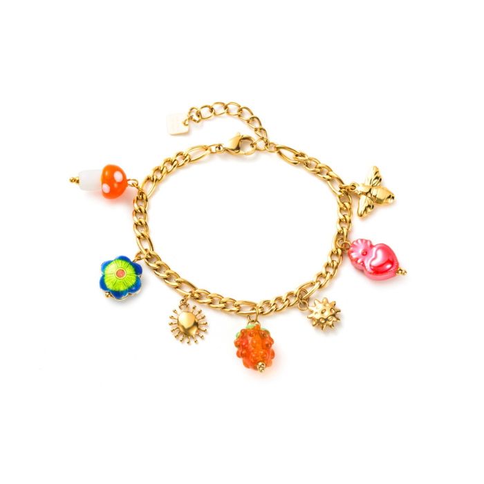 Bracelet breloque Abeille framboise