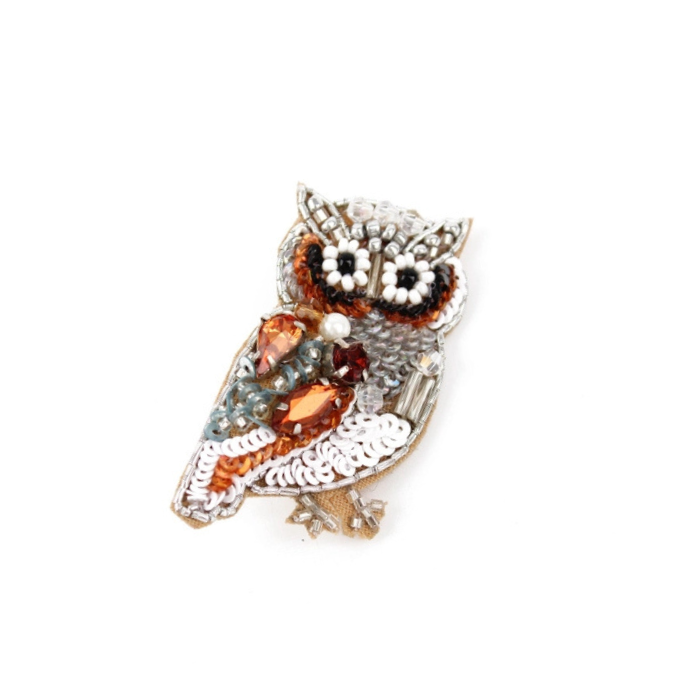 Broche Brodée Hibou