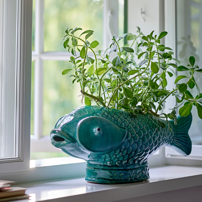 Cache Pot / Vase Poisson Vert