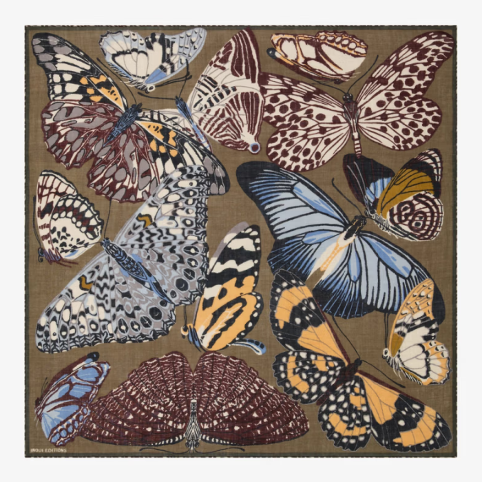 Carré Papillons Kaki