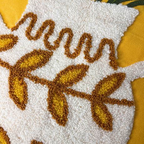 Yellow Embroidered Vase Cushion