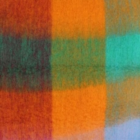 Echarpe Franges Carreaux Orange