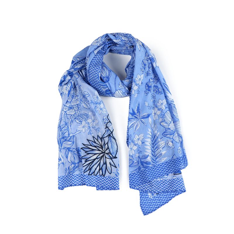 Echarpe Fleurs Azur