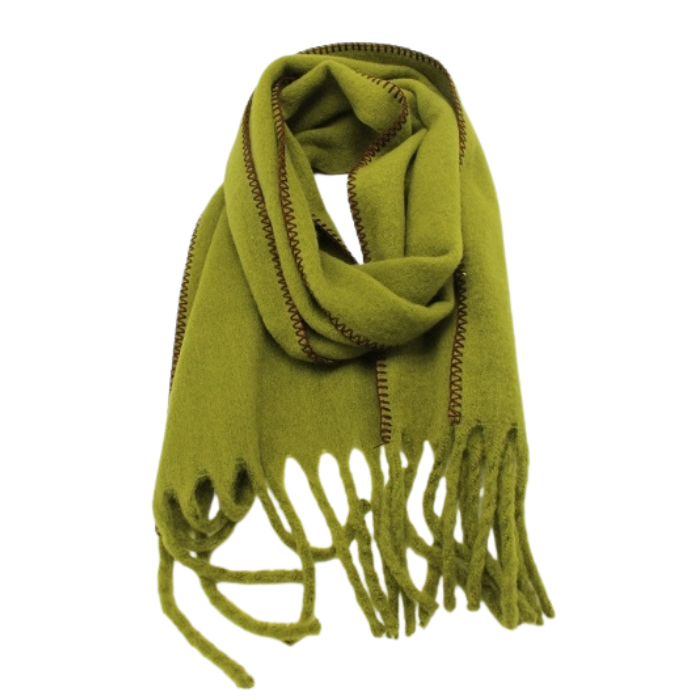 Echarpe Verte Bord Brodé