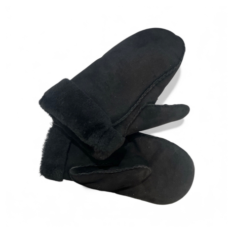 Moufles Cuir & Fourrure Noire