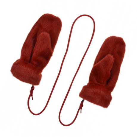 Moufles Fourrure Bordeaux