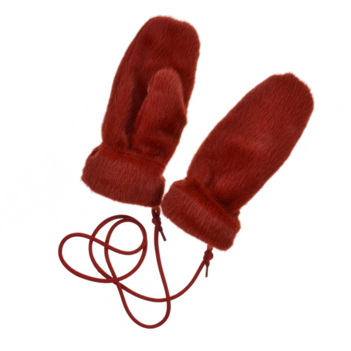 Moufles Fourrure Bordeaux