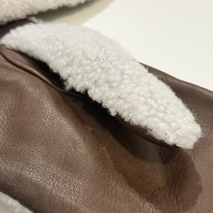 Moufles Mouton Cuir Brun